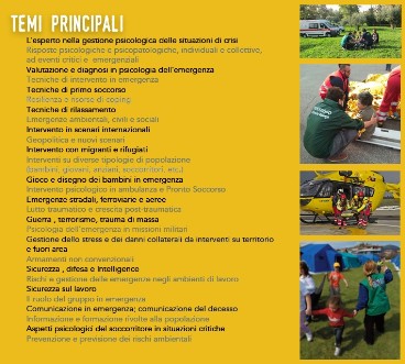 Corso Internazionale di Alta Formazione in PSICOLOGIA DELLE EMERGENZE Ambientali Civili Sociali Militari
